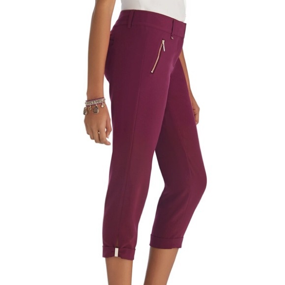 WHBM | Burgundy drape Cropped hardware Pants - Picture 1 of 16